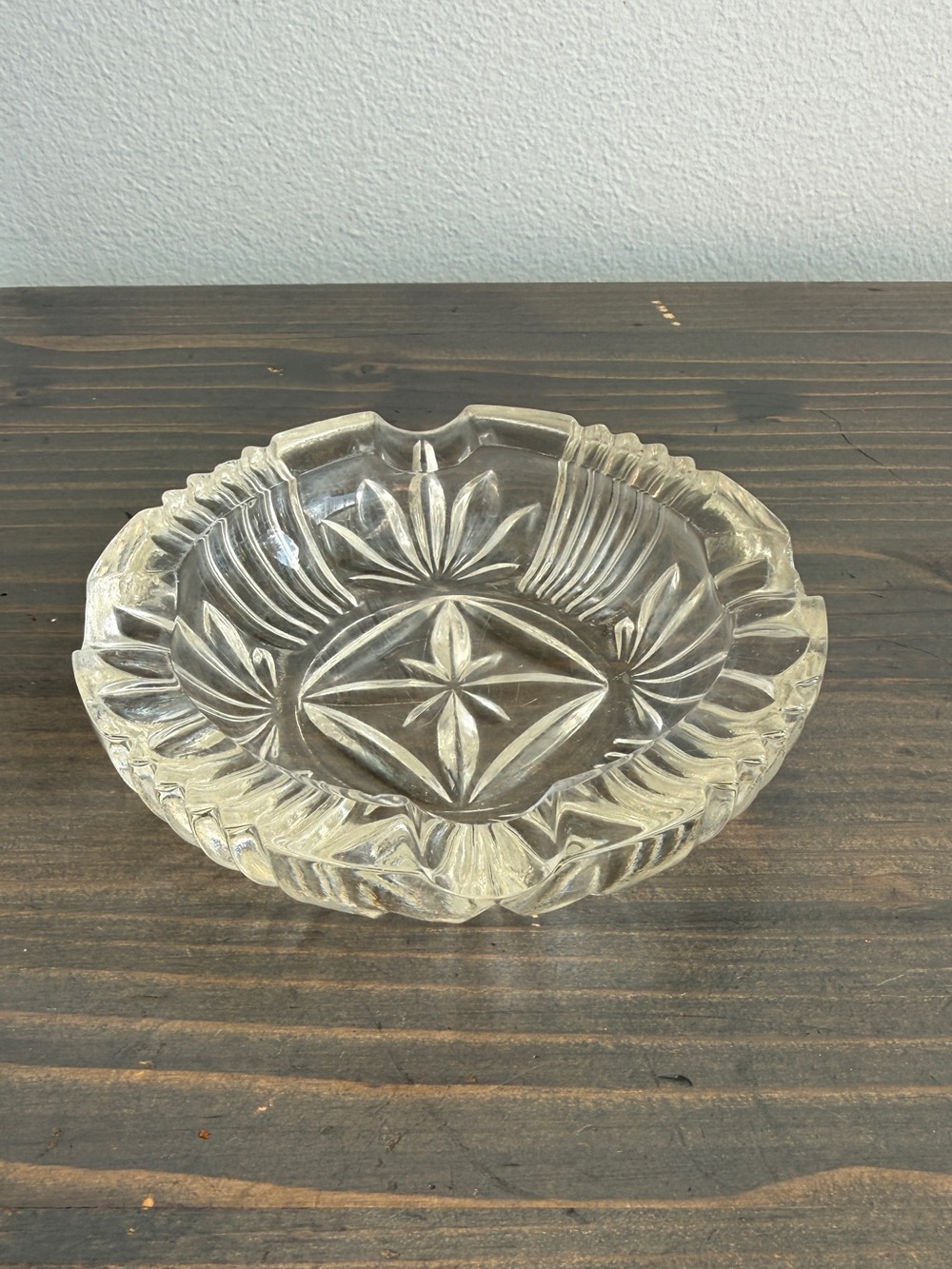 Vintage clear pressed glass ashtray